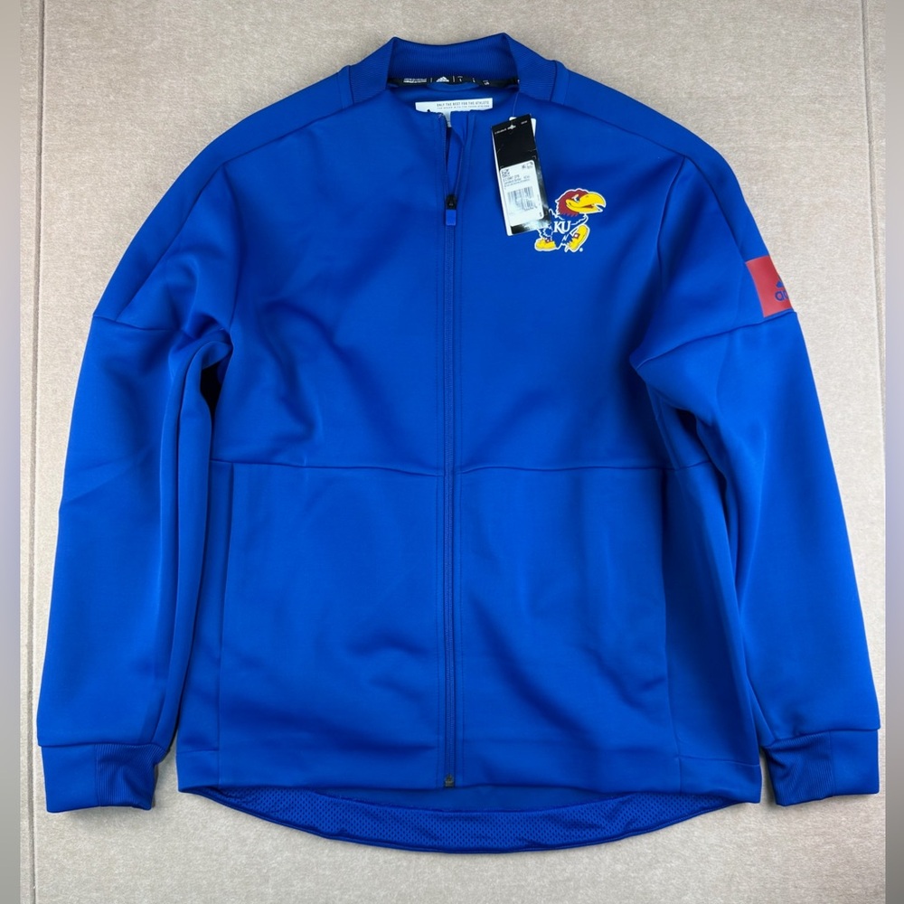 Adidas Jacket Men's Size Large Blue Kansas Jayhawks‎ Full Zip NCAA Basketball